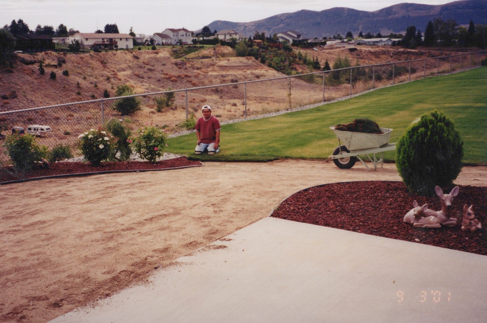 Laying sod in a Wenatchee Valley backyard in the early years of the business